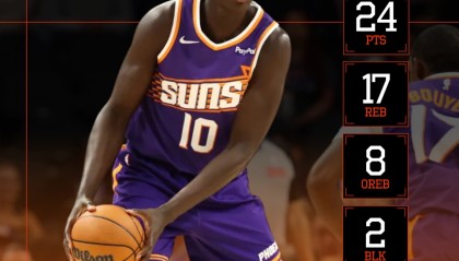 好兄弟~太阳10号秀马卢阿奇G联盟轰24分17板 2米16秀砸板接球暴扣